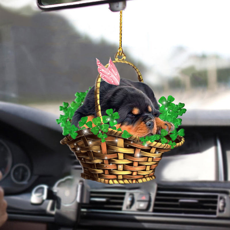 Rottweiler Sleeping Lucky Fairy Two Sided Ornament Car Interior Ornaments