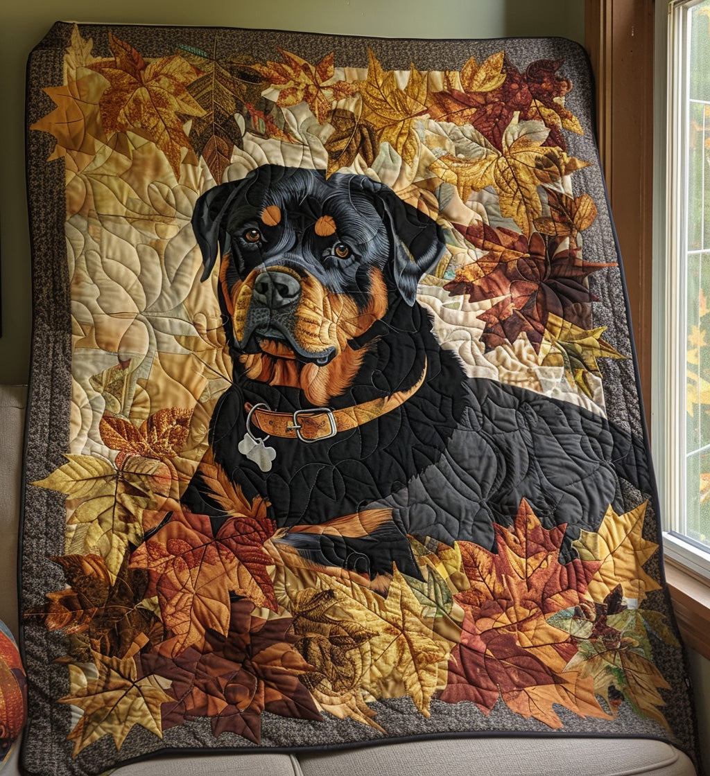 Rottweiler's Autumn Breeze Quilted Blanket Dog Gift Ideas For Dog Owners