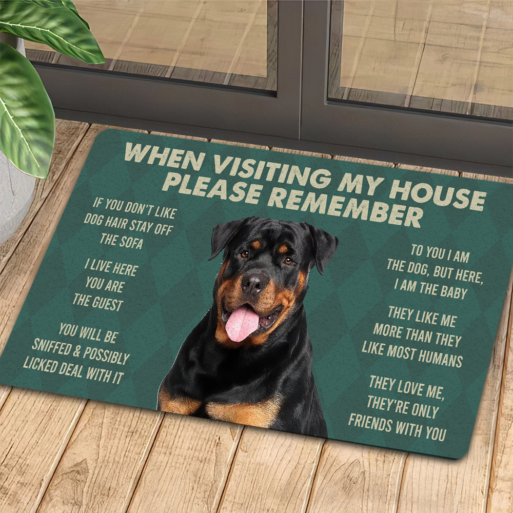 Rottweilers Dog Doormat Please Remember I Live Here Gift For Dog Lovers Housewarming Gift Dog Decor