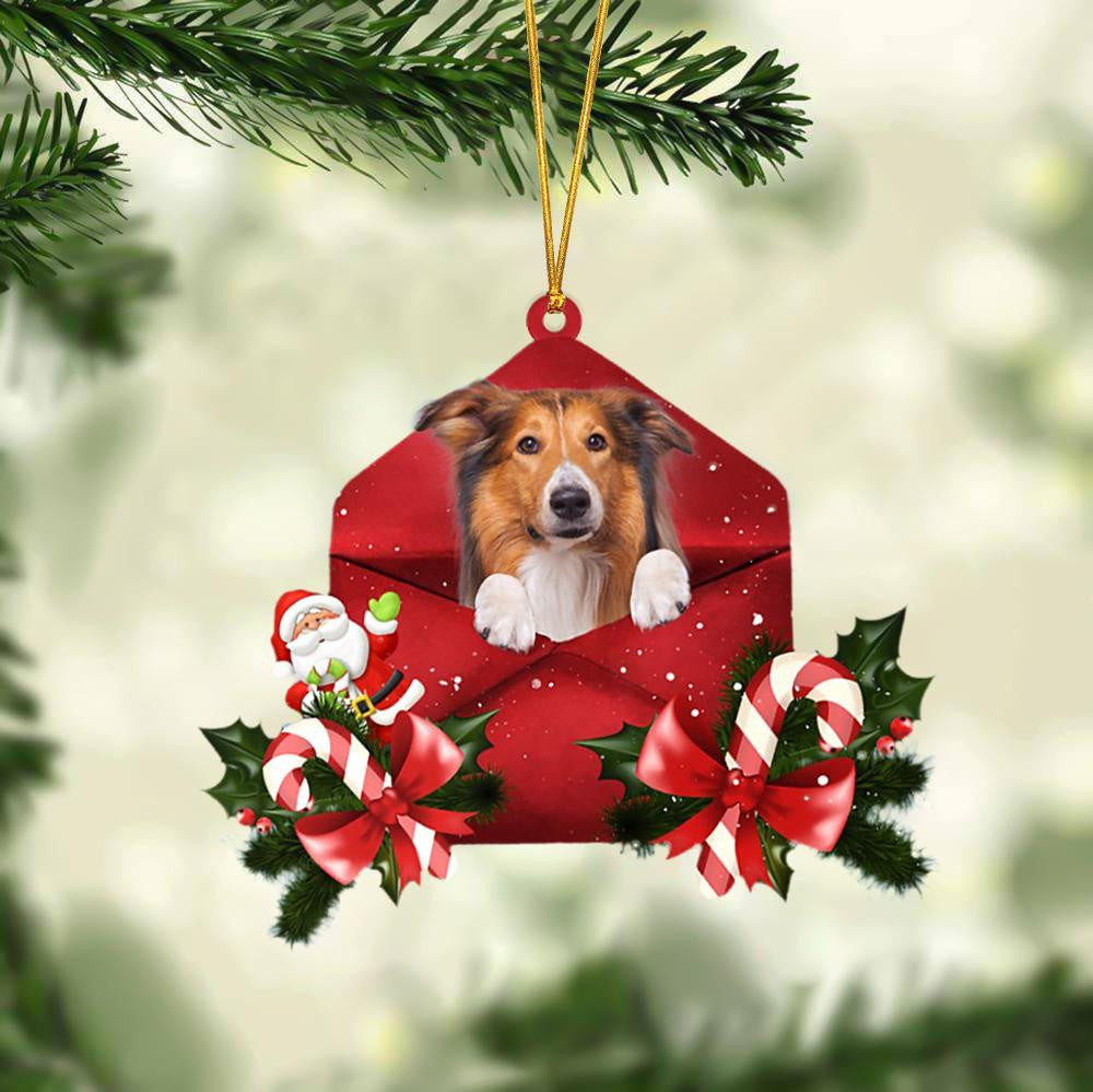 Rough Collie Christmas Letter Shaped Ornament  Acrylic Dog Christmas Ornament Xmas Dog Gifts