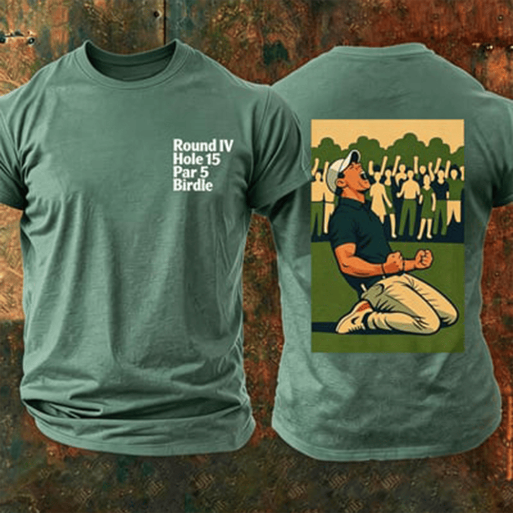 Round 4 Hole 15 Par 5 Print T-Shirt Golf Casual Clothing Gifts For Golfers