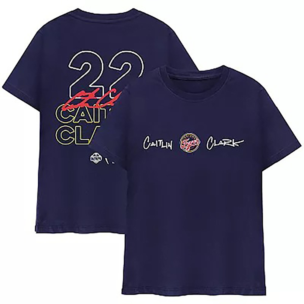 Round21 Caitlin Clark Navy Indiana Fever Player Signature T-Shirt Gift For Fans