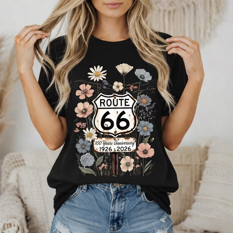 Route 66 100th Anniversary Merch Route 66 100 Years Anniversary T-Shirt Gifts For Teens