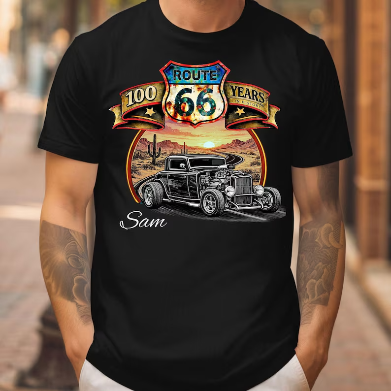Route 66 100th Anniversary Merch Route 66 100 Years In History T-Shirt Gifts For Him