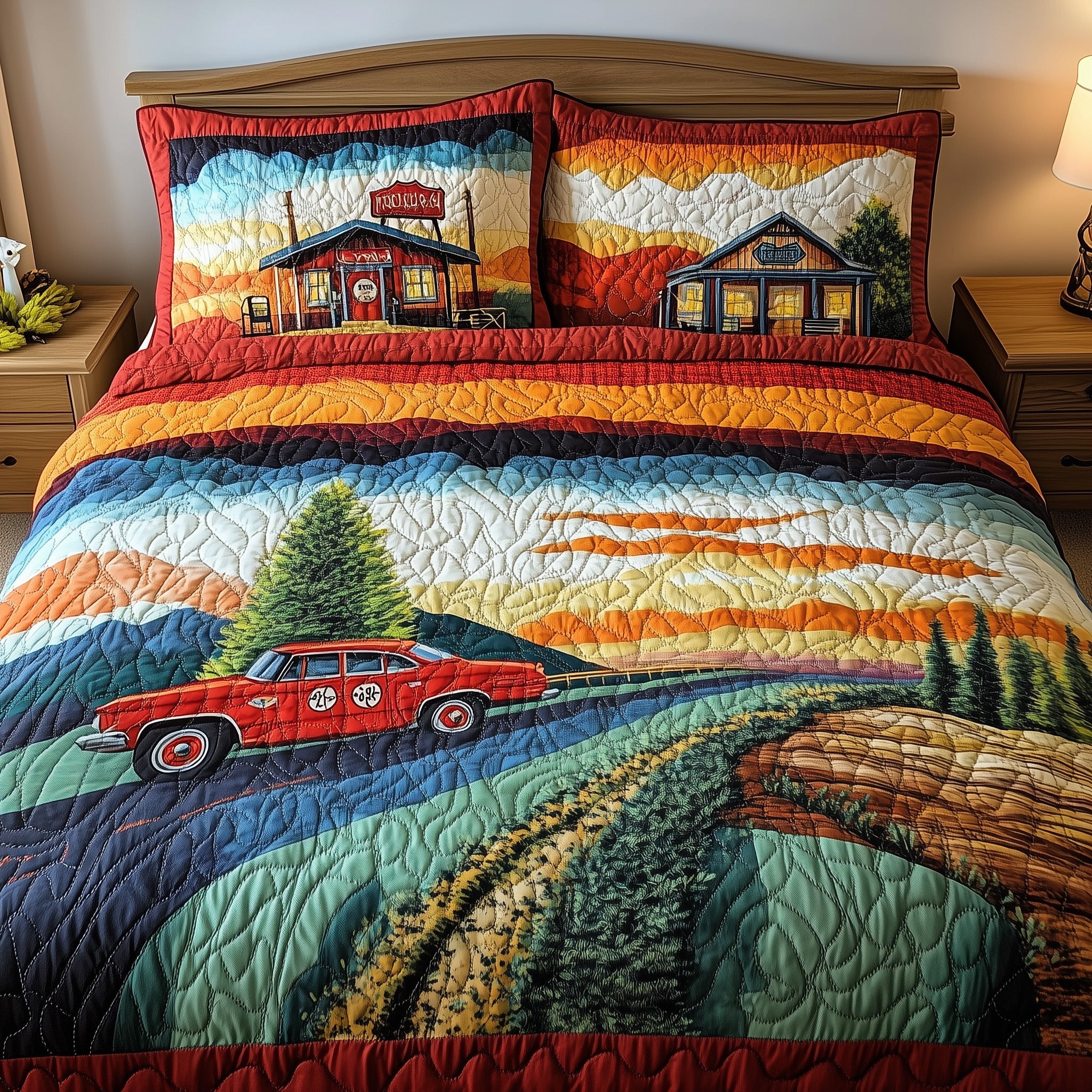 Route Quilted Bedding Set Duvet Cover Merchandise Antique Tractor Gifts
