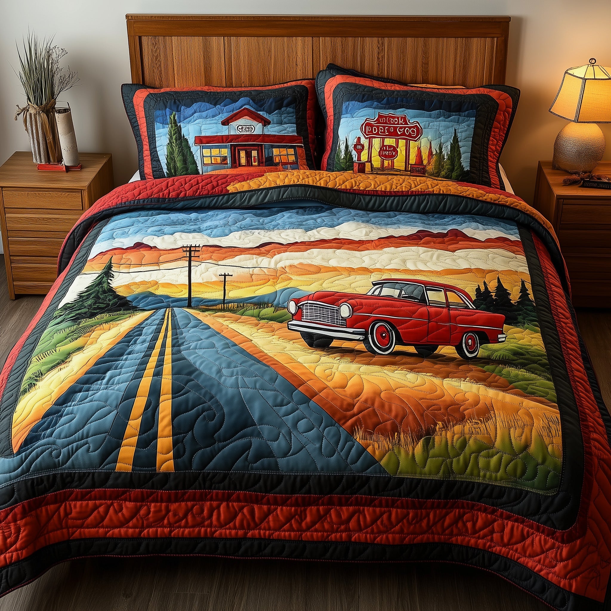 Route Quilted Bedding Set Duvet Cover Merchandise Funny Tractor Gifts