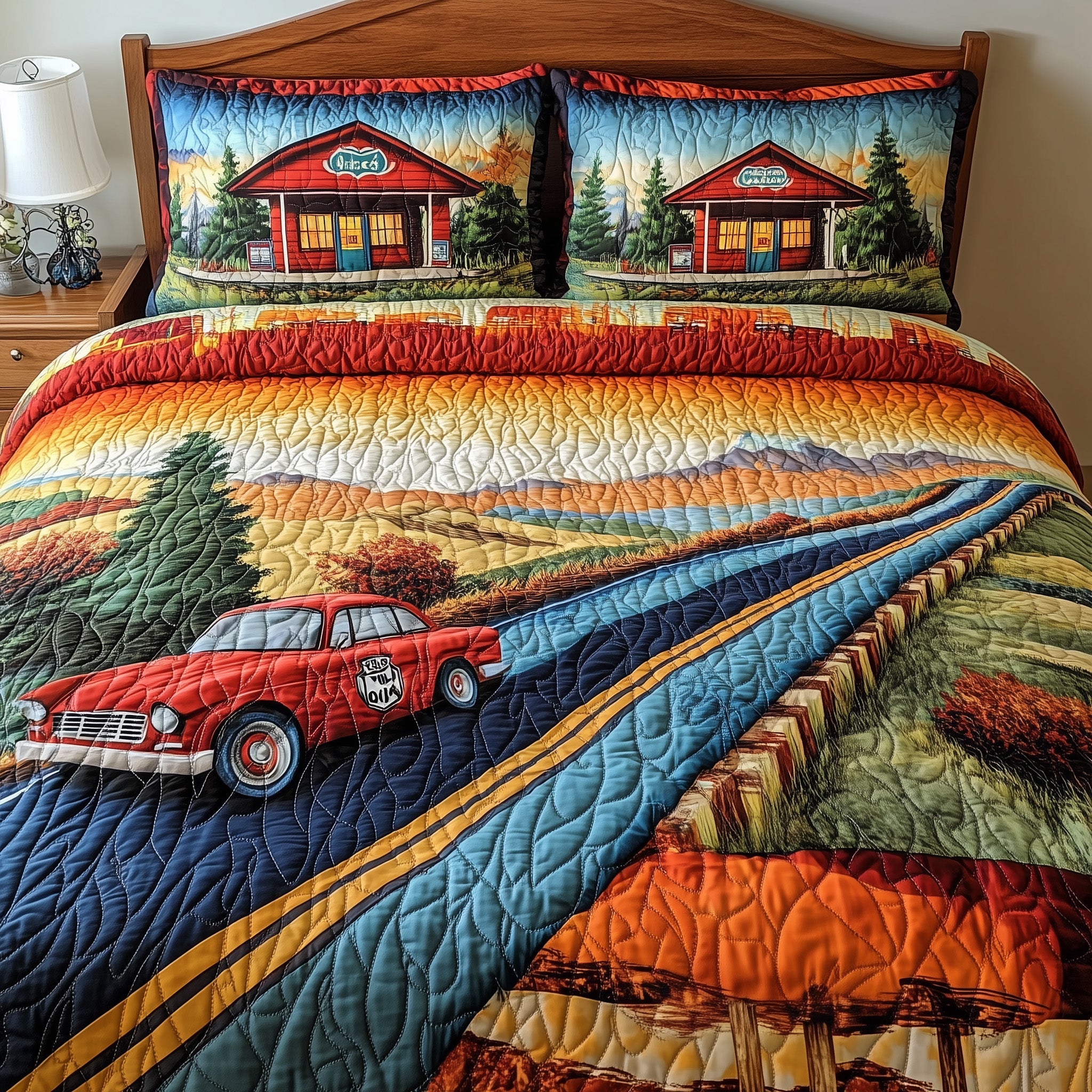 Route Quilted Bedding Set Duvet Cover Merchandise Tractor Gifts For Men