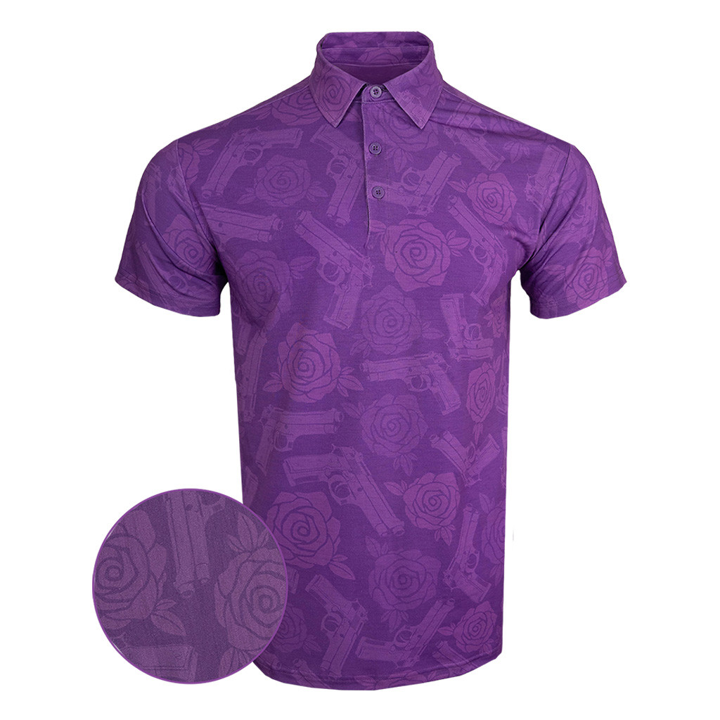 Roxbury Purple Polo Shirt Gun Print Polo Shirt Unique Gifts For Gun Lovers Roxbury Purple Polo Shirt Gun Print Polo Shirt Unique Gifts For Gun Lovers
