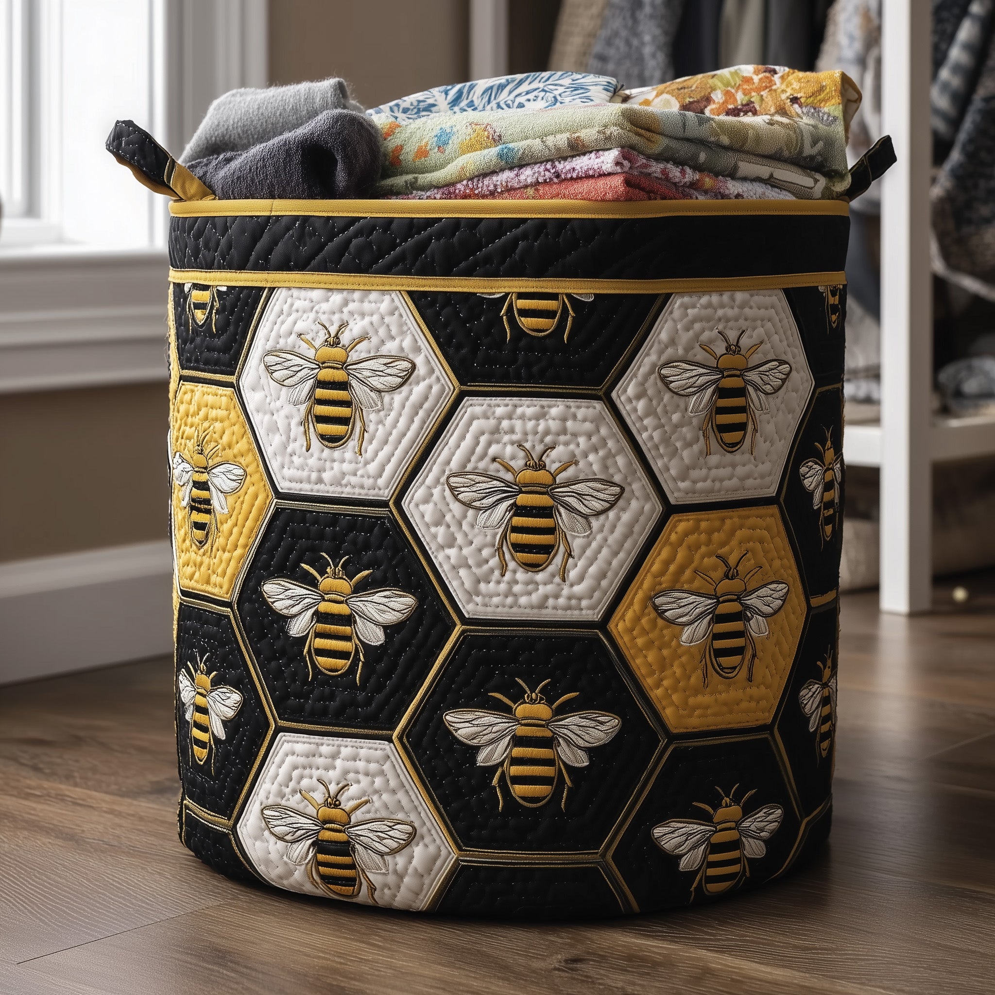 Royal Bee Quilted Laundry Basket Lovely Gifts For Bee Collectors