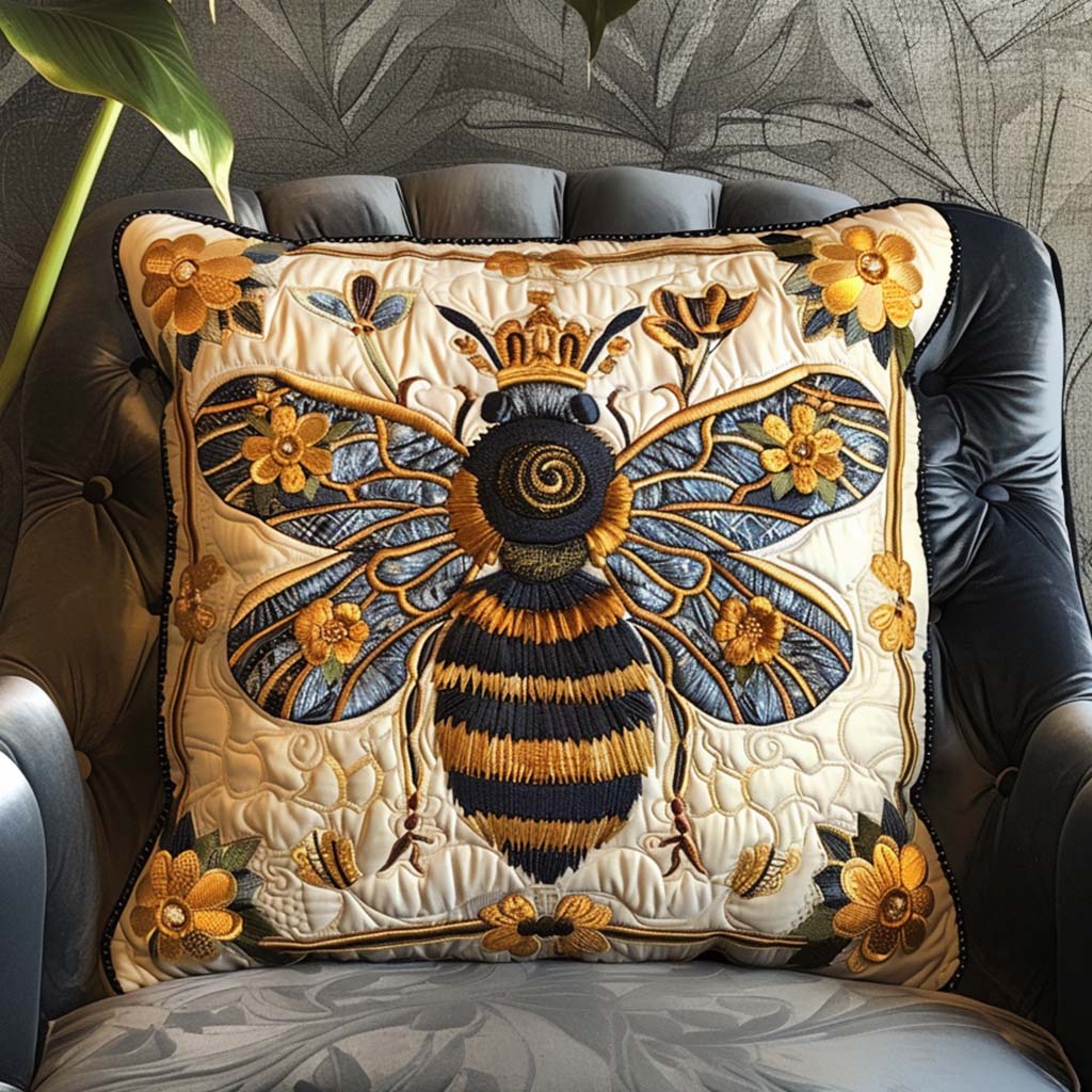 Royal Bee Quilted Pillow Case Festive Christmas Pillow Cover