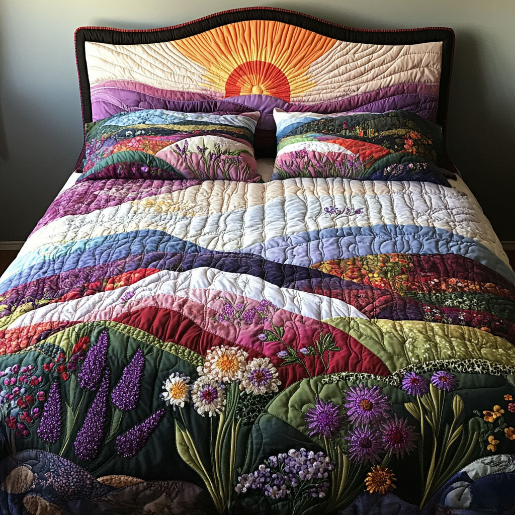 Royal Blossom Quilted Bedding Set Purple Room Decor Christmas Presents For Girlfriend