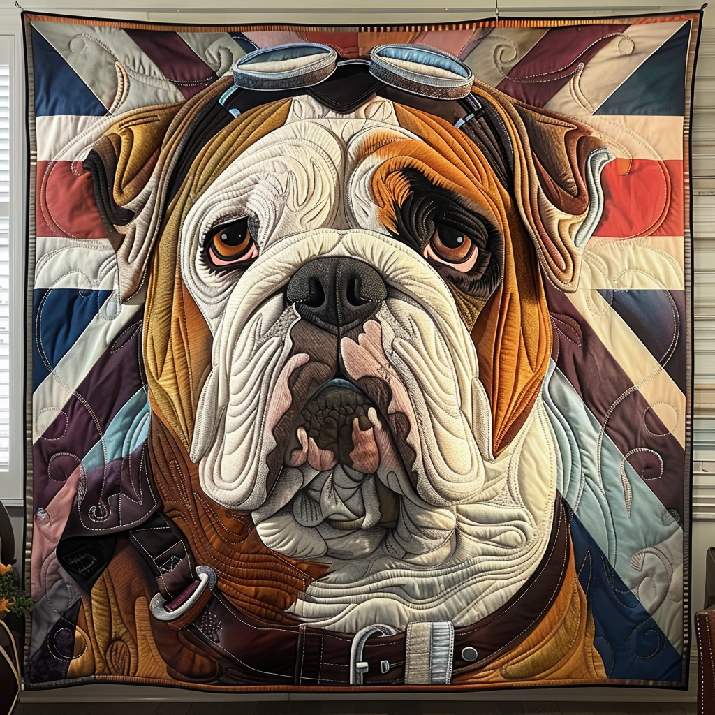 Royal Bulldog Elegance Quilted Blanket Presents For Dog Lovers