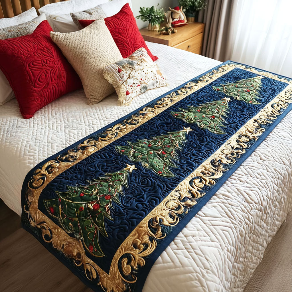 Royal Christmas Quilted Bed Runner Bedroom Holiday Decor Family Xmas Gift Ideas