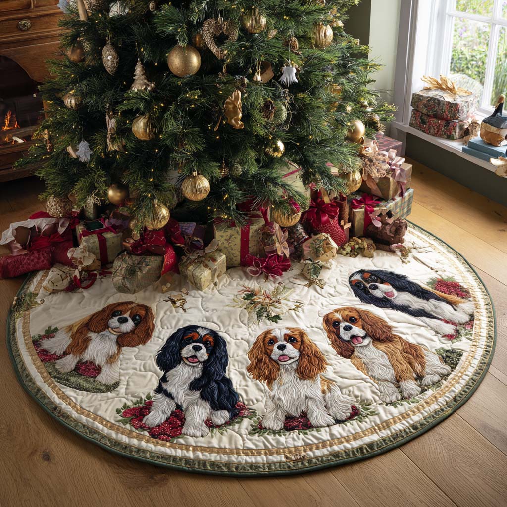 Royal Christmas Quilted Christmas Tree Skirt Holiday Home Decor Unique Dog Gifts