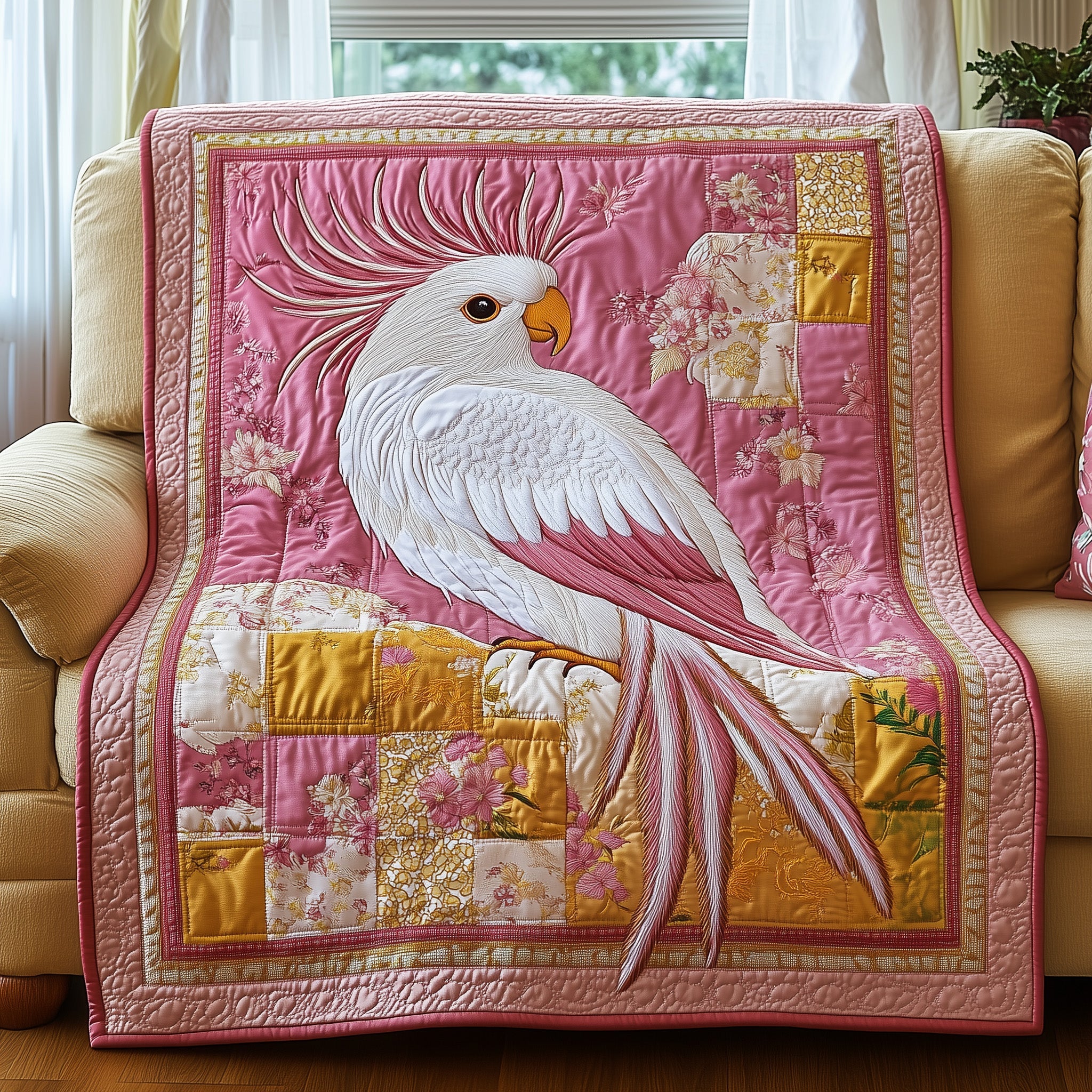 Royal Cockatoo Quilted Blanket Merchandise Throw BlanketXmas Gift For Daughter In Law
