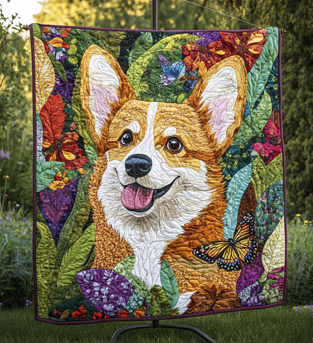 Royal Corgi Charm Quilted Blanket Great Dog Christmas Gifts