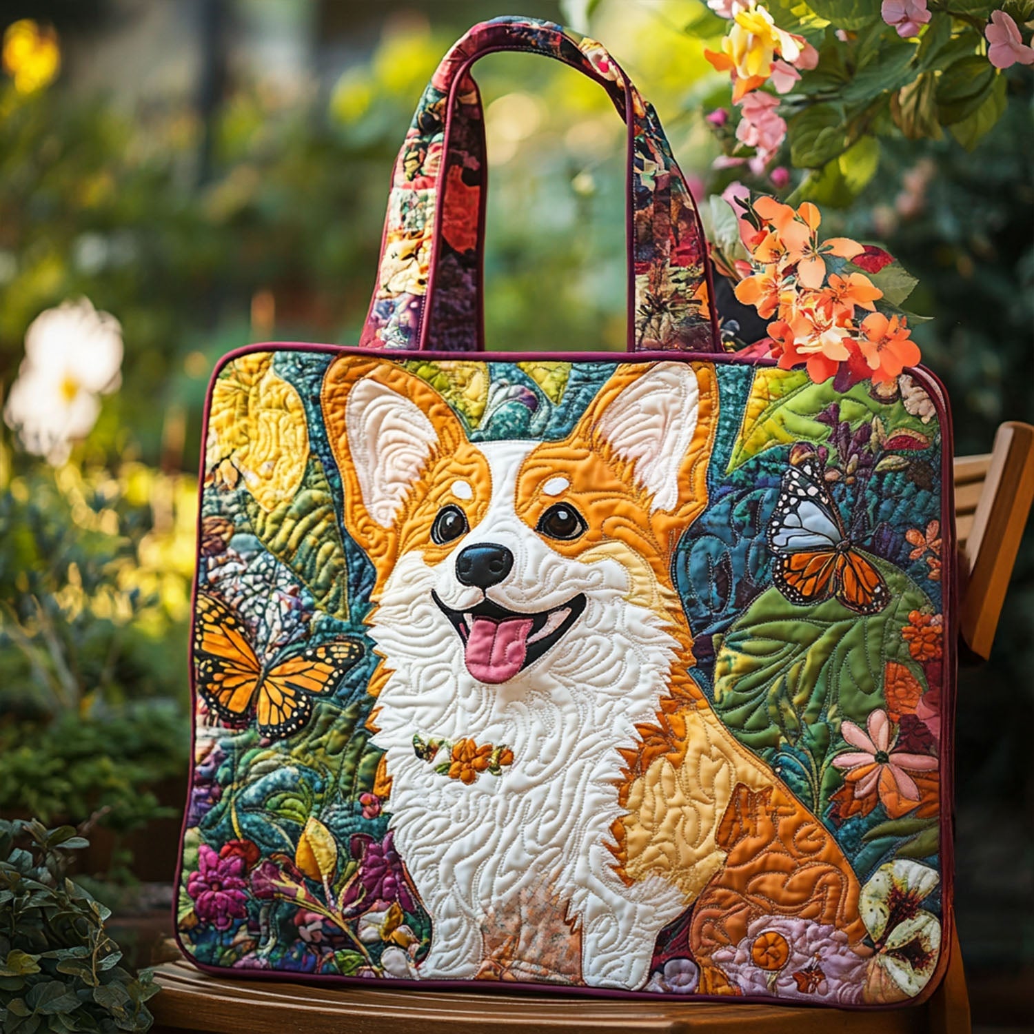Royal Corgi Charm Quilted Tote Bag Funny Dog Owner Gifts