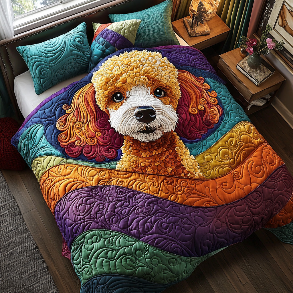 Royal Curl Quilted Bedding Set Best Comforter Sets Poodle Themed Gifts