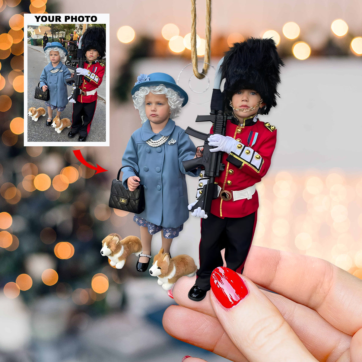 Royal Duo Delight Personalized Photo Mica Ornament Christmas Gift For Family Members