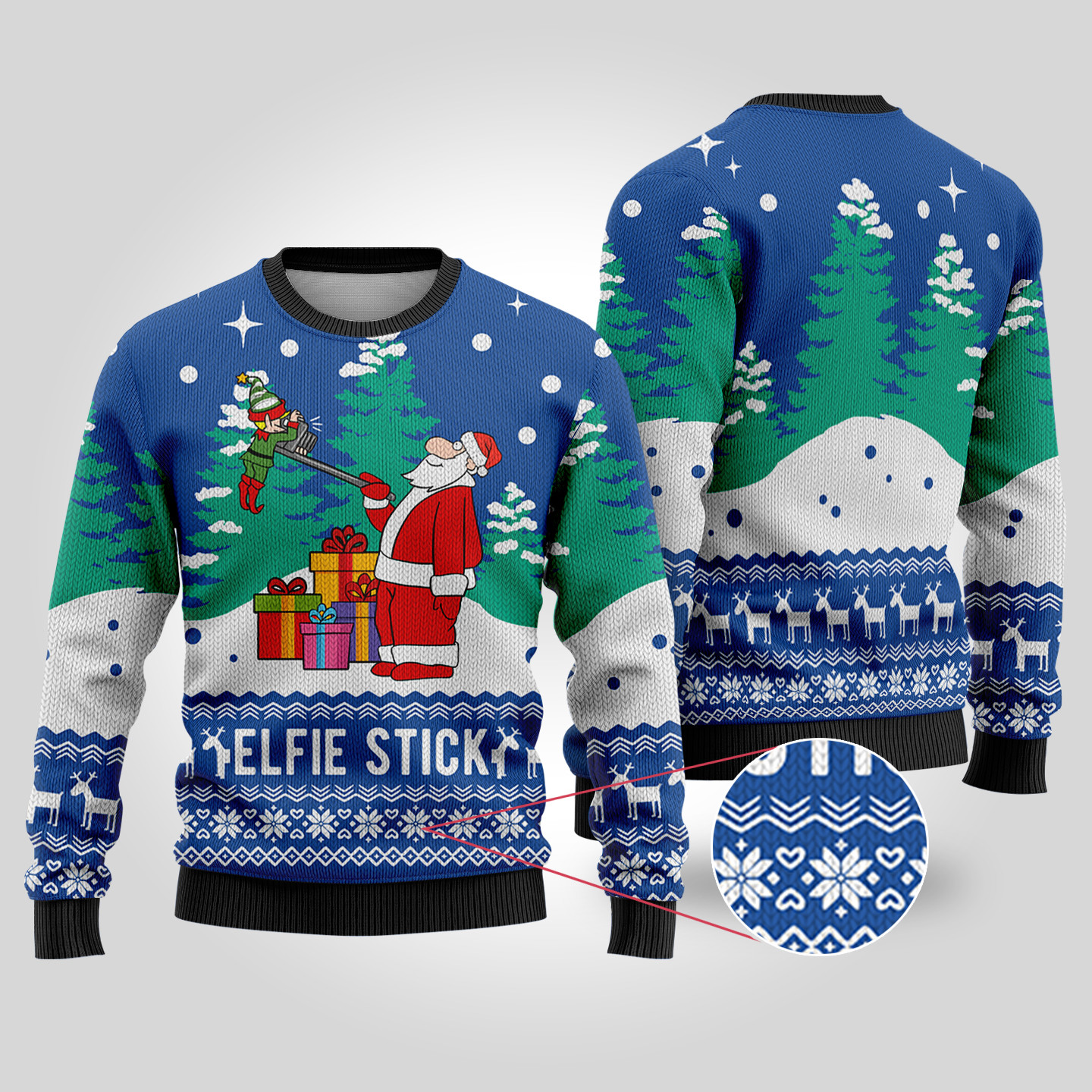Royal Elf Santa Selfie Funny Ugly Christmas Sweater Classic Holiday Sweater for Festive Looks