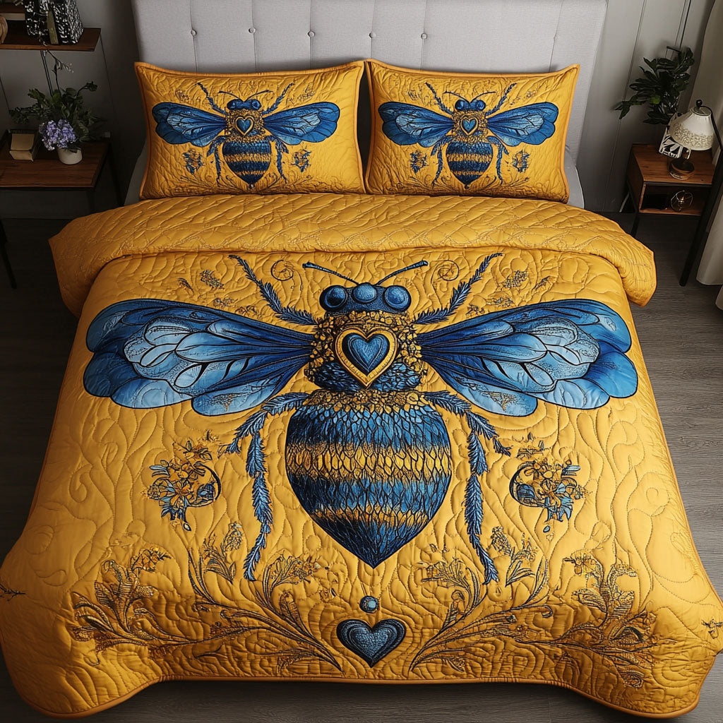 Royal Flight Quilted Bedding Set Xmas Holiday Duvet Cover Set Bee Themed Gifts For Him