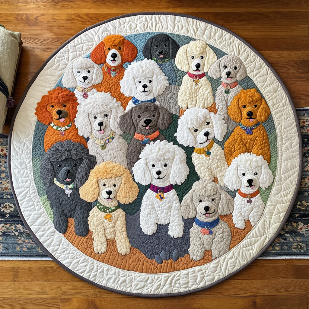 Royal Fluff Quilted Round Mat Foyer Christmas Decor Dog Lover Gifts Merchandise