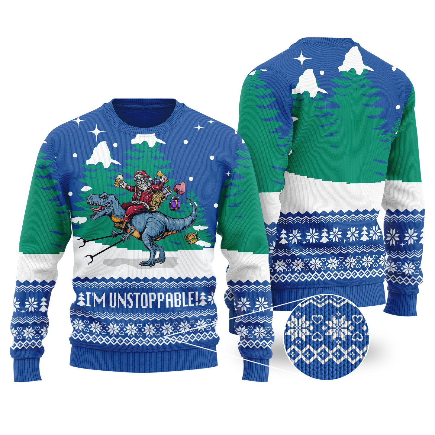 Royal Funny Santa Trex Christmas Sweater Casual Winter Sweatshirt for Daily Comfort