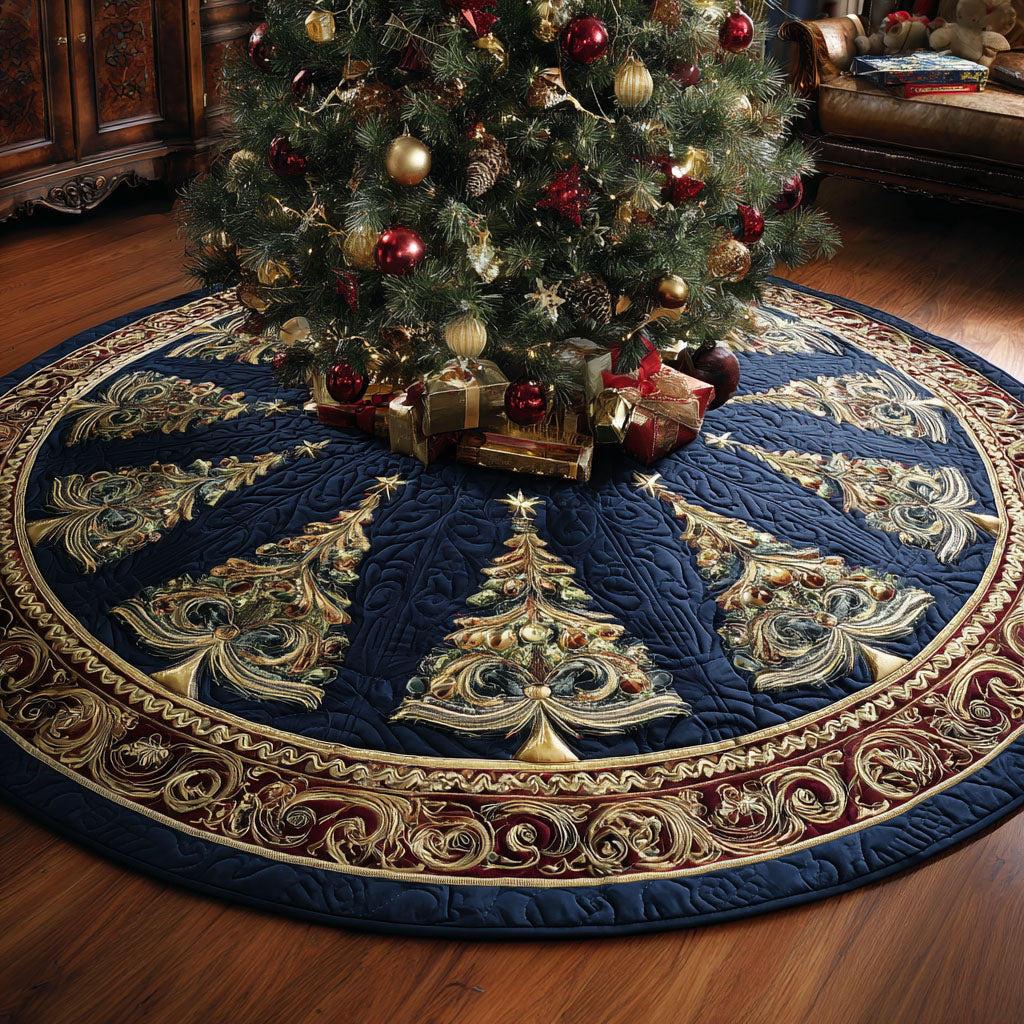 Royal Noel Quilted Tree Skirt Elegant Quilted Tree Skirt for Festive Gatherings