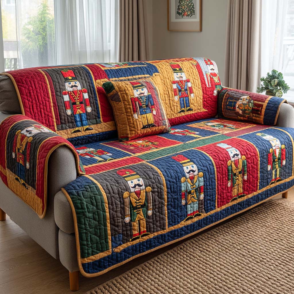 Royal Nutcracker Quilted Sofa Cover Santa Sofa Cover Great Family Gifts