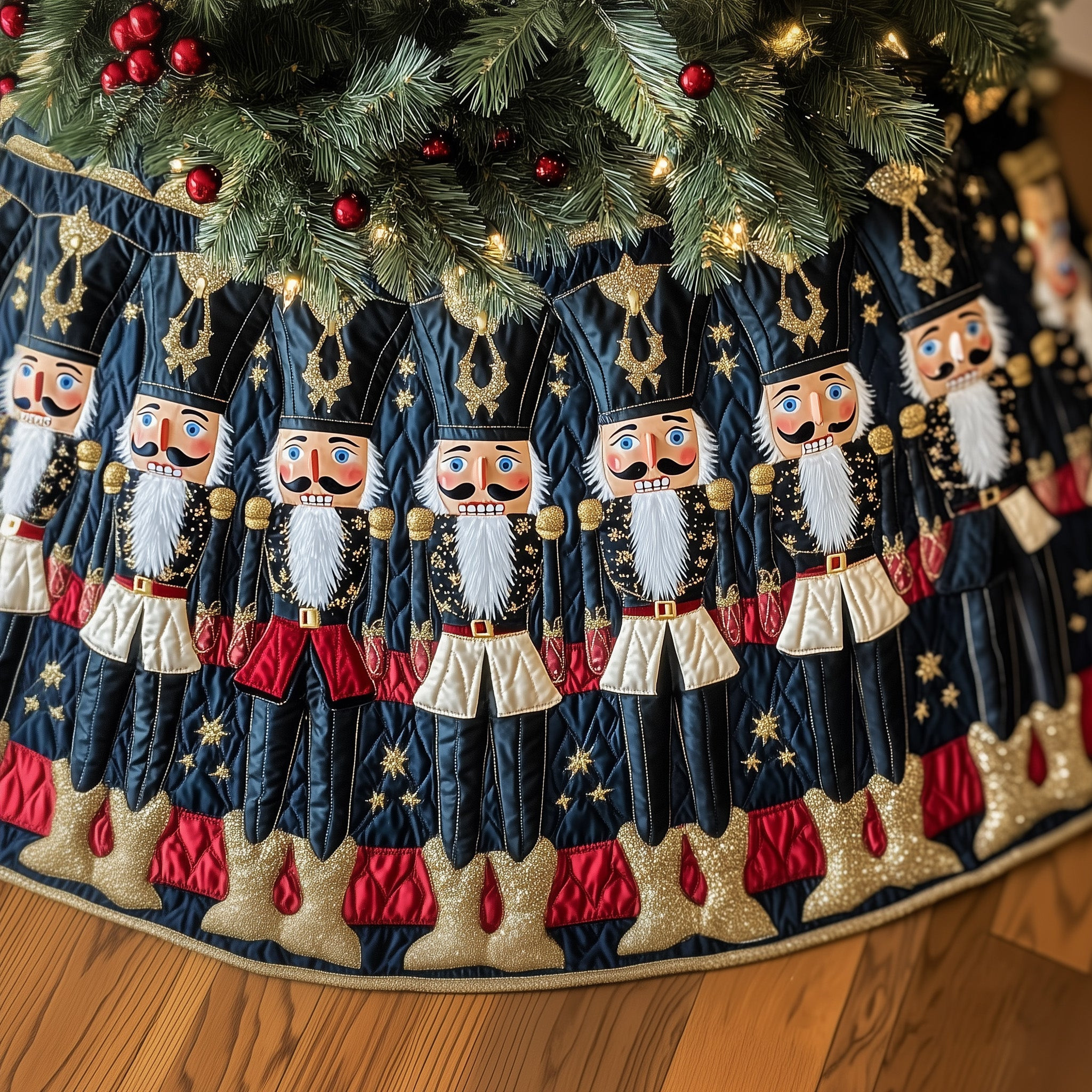 Royal Nutcracker Quilted Tree Skirt Aesthetic Home Decor Christmas Gifts For Father