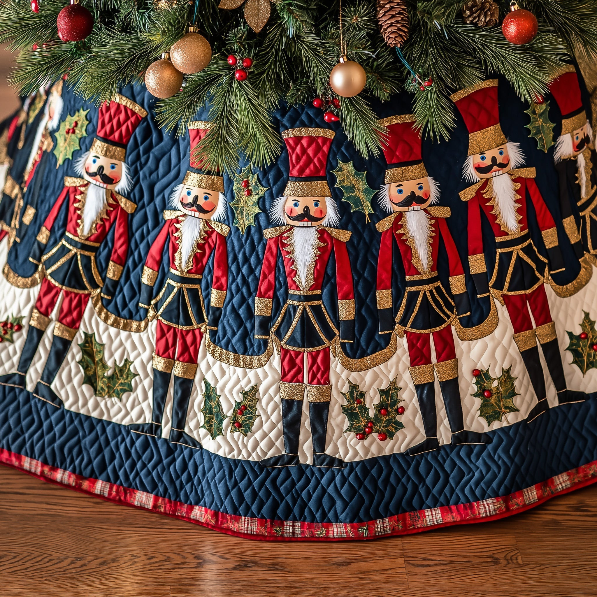 Royal Nutcracker Quilted Tree Skirt Aesthetic Home Decor Christmas Gifts For Nutcracker Owners