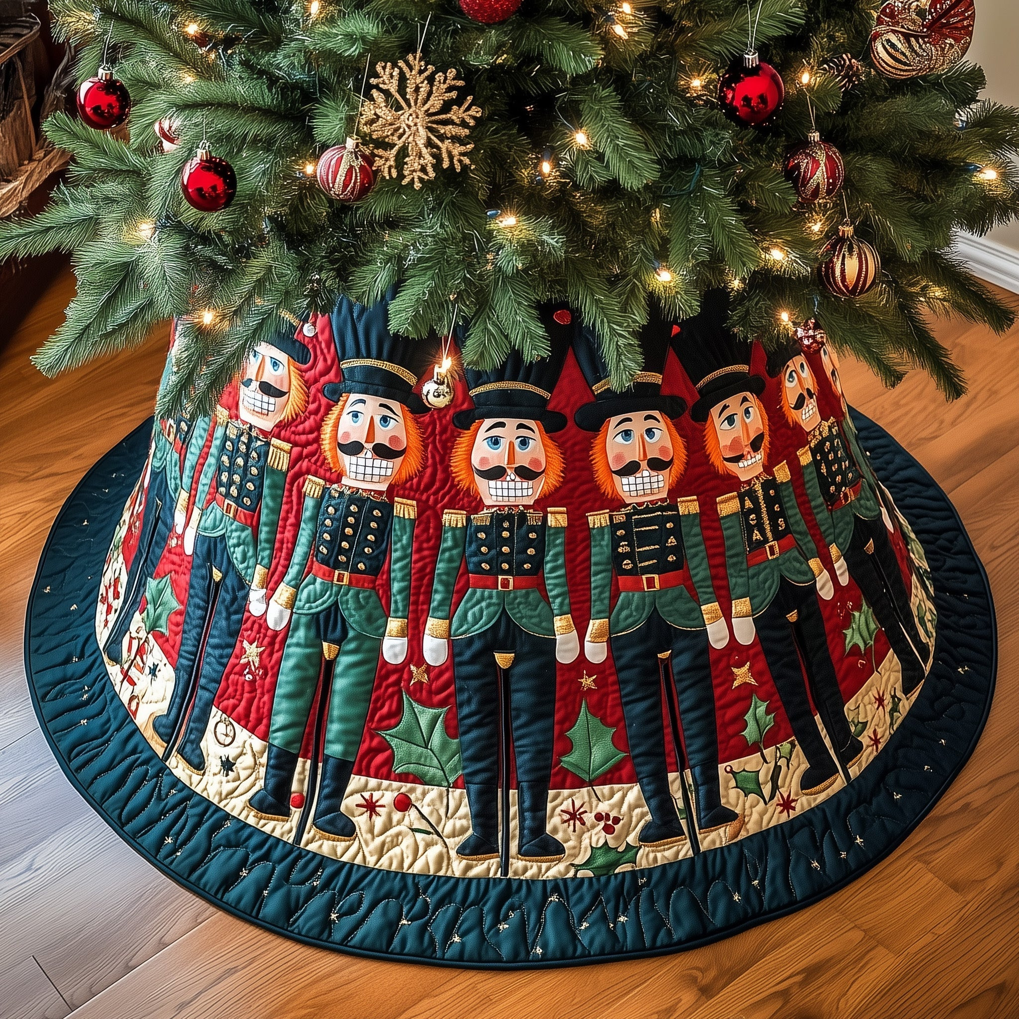 Royal Nutcracker Quilted Tree Skirt Aesthetic Home Decor Christmas Idea Gifts