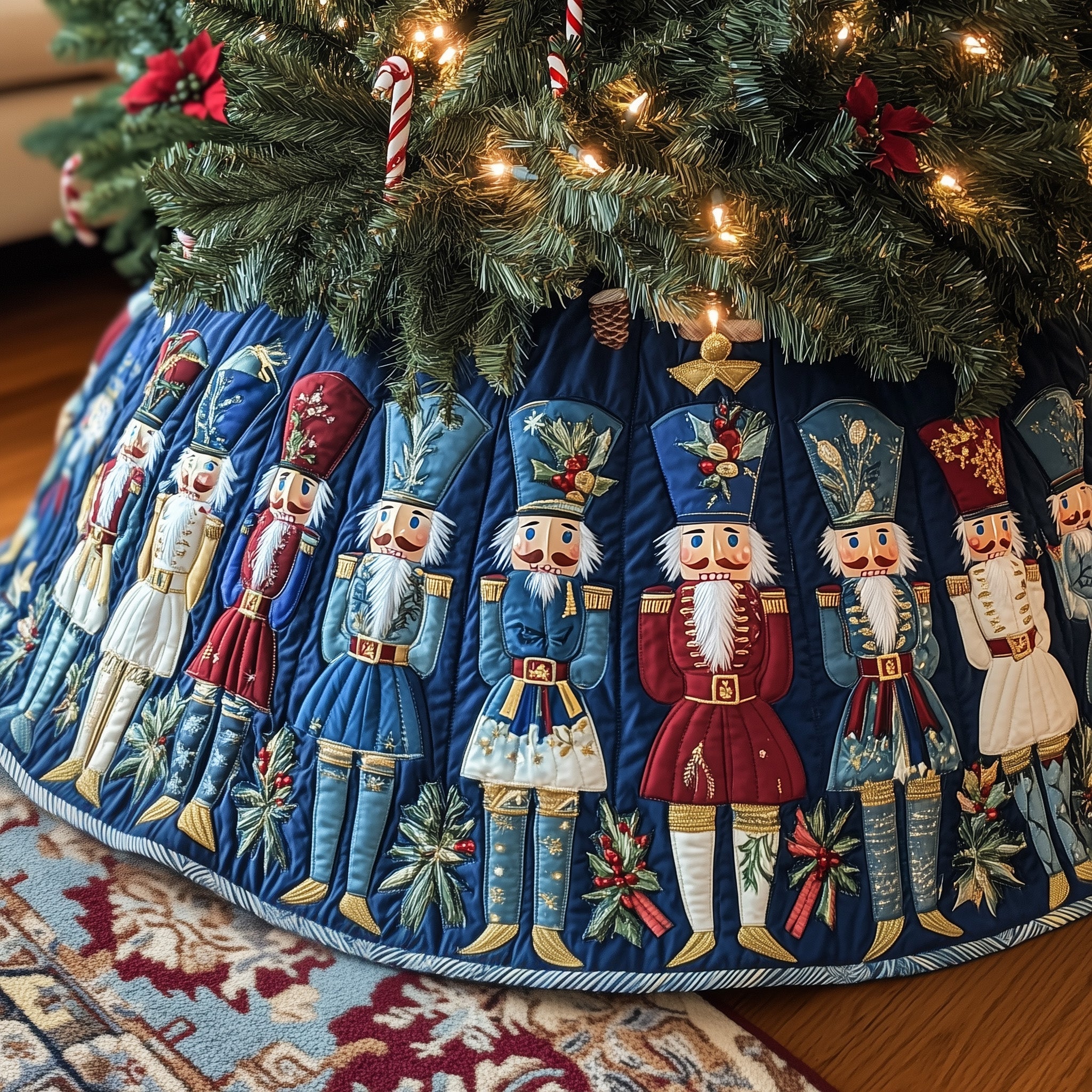Royal Nutcracker Quilted Tree Skirt Festive Living Room Merch