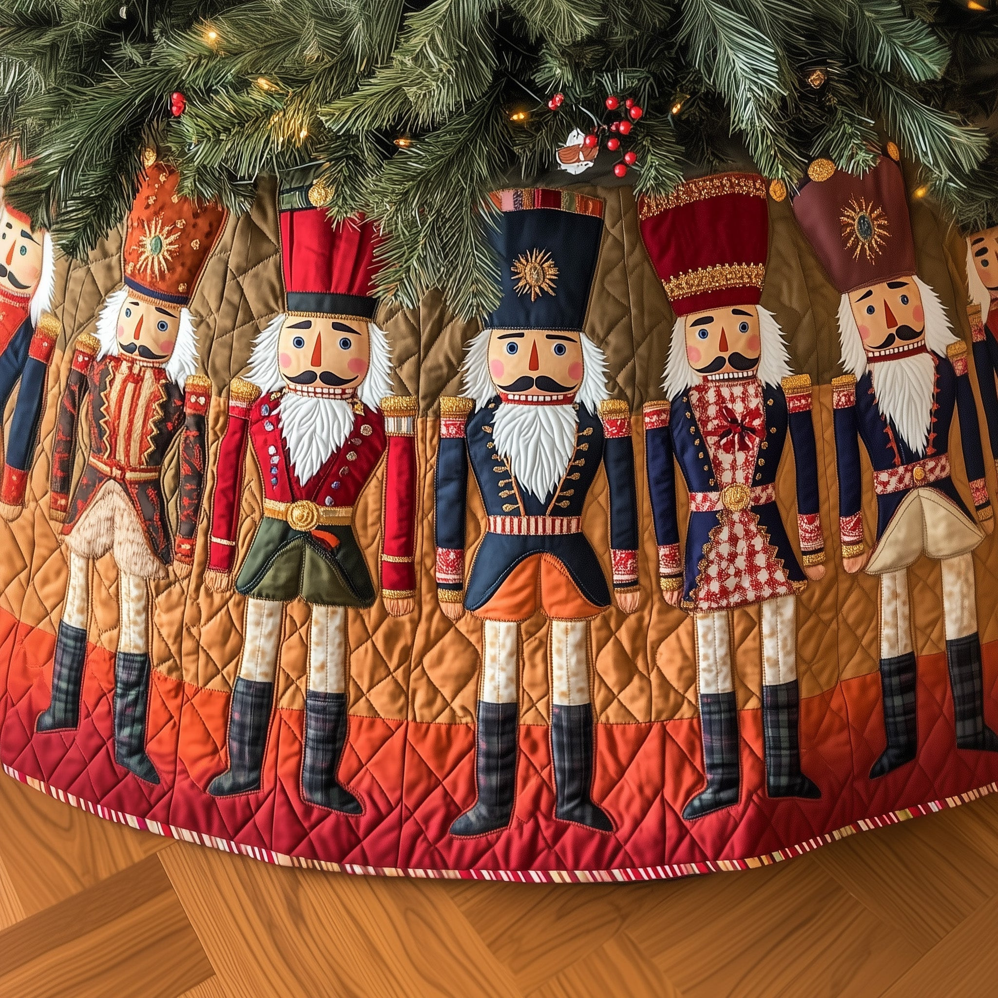 Royal Nutcracker Quilted Tree Skirt Trending Home Decor 2025 Nutcracker Xmas Gifts