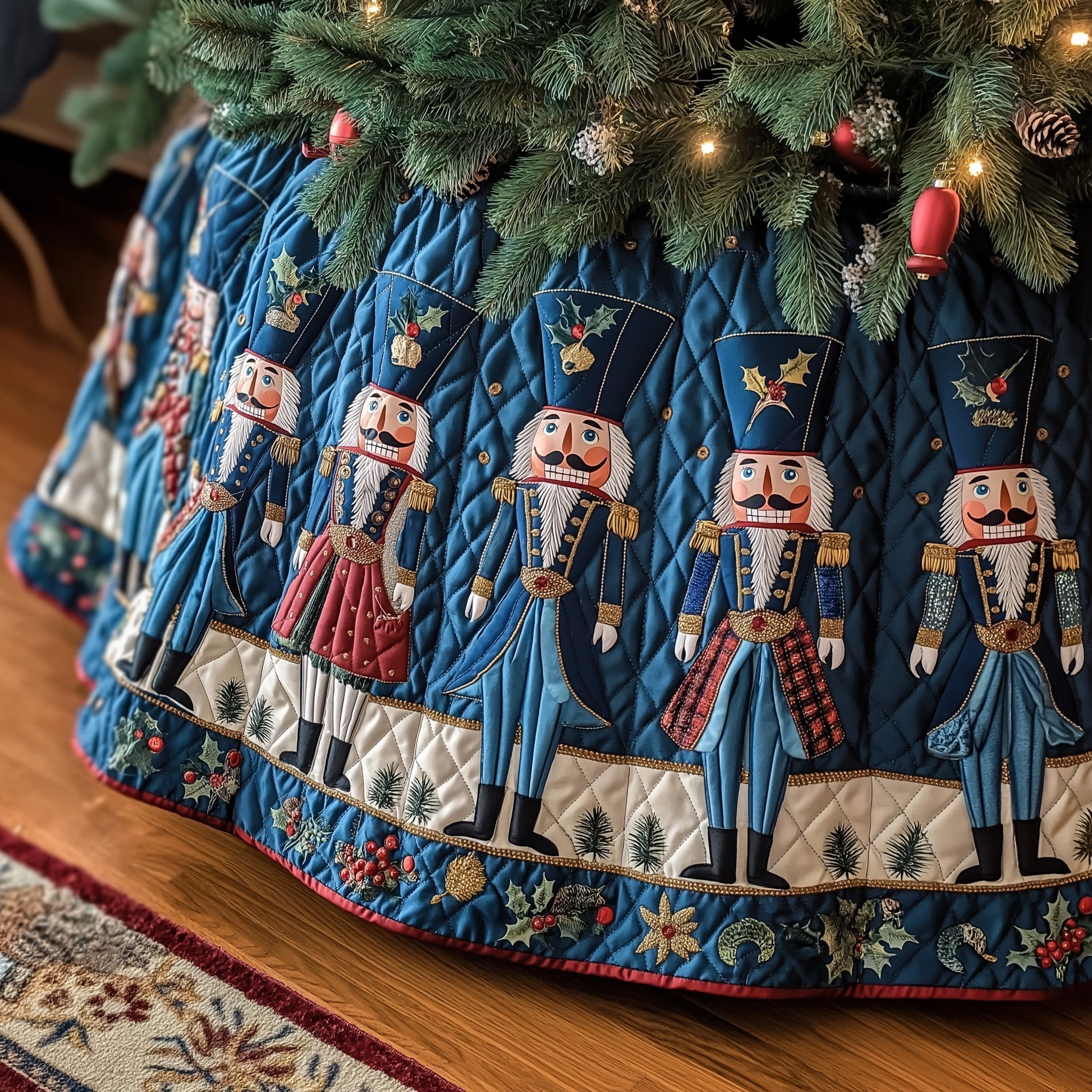 Royal Nutcracker Quilted Tree Skirt Warm Winter Home Merch