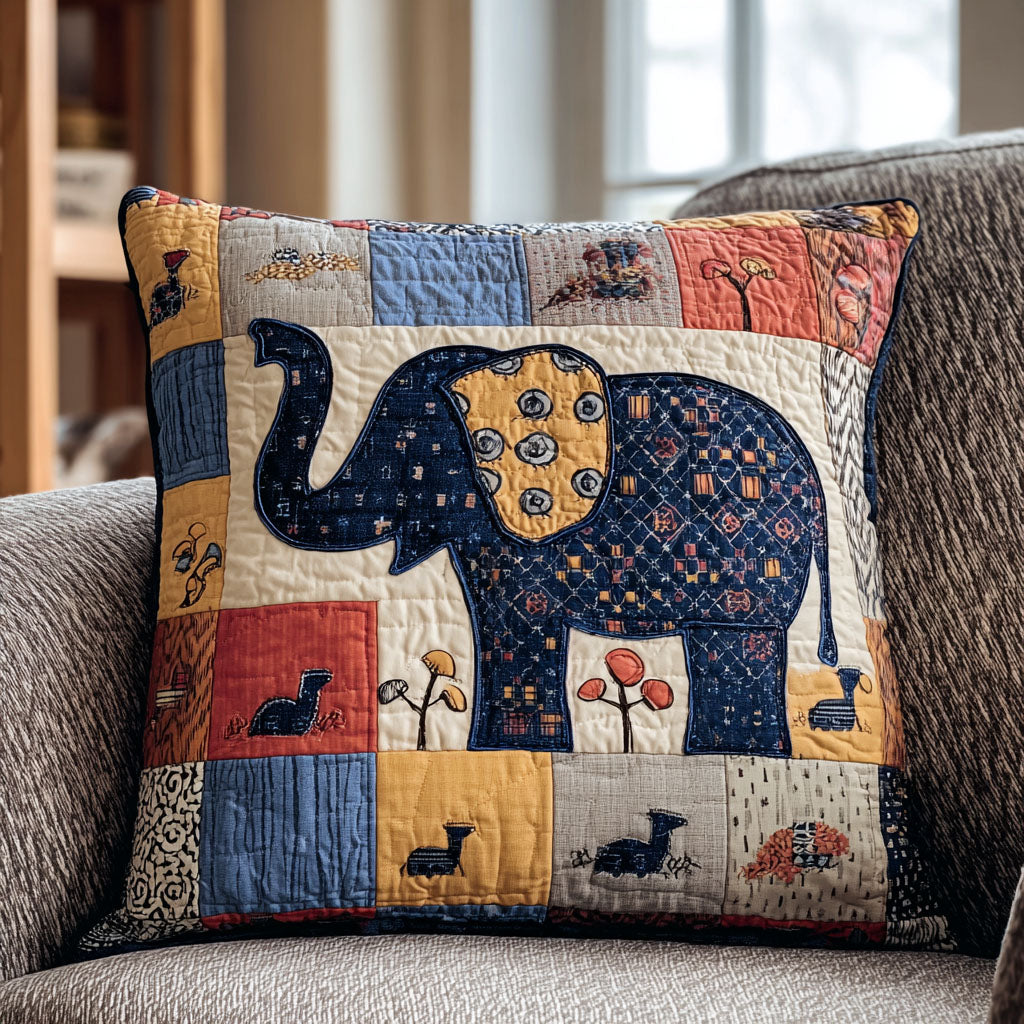 Royal Pachyderm Quilted Pillow Case Best Cool Pillow Cases Gift Ideas For Elephant Lovers