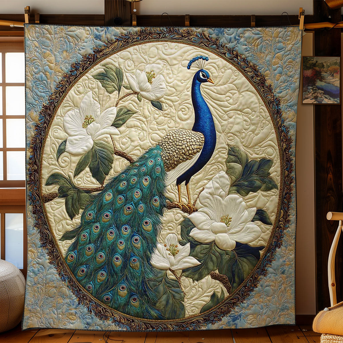 Royal Peacock Quilt Lightweight Quilt Blanket for Year-Round Comfort