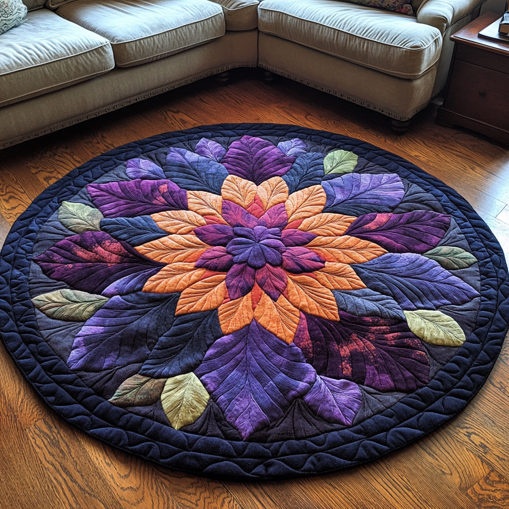 Royal Plumage Blossom Quilted Round Mat Outdoor Decor Gifts For The Flower Lover