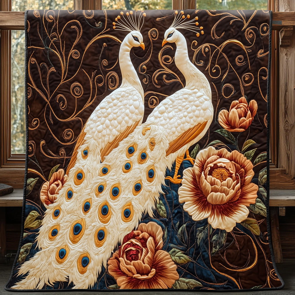 Royal Plumage Quilted Blanket Merchandise Throw BlanketAwesome Peacock Gift Ideas