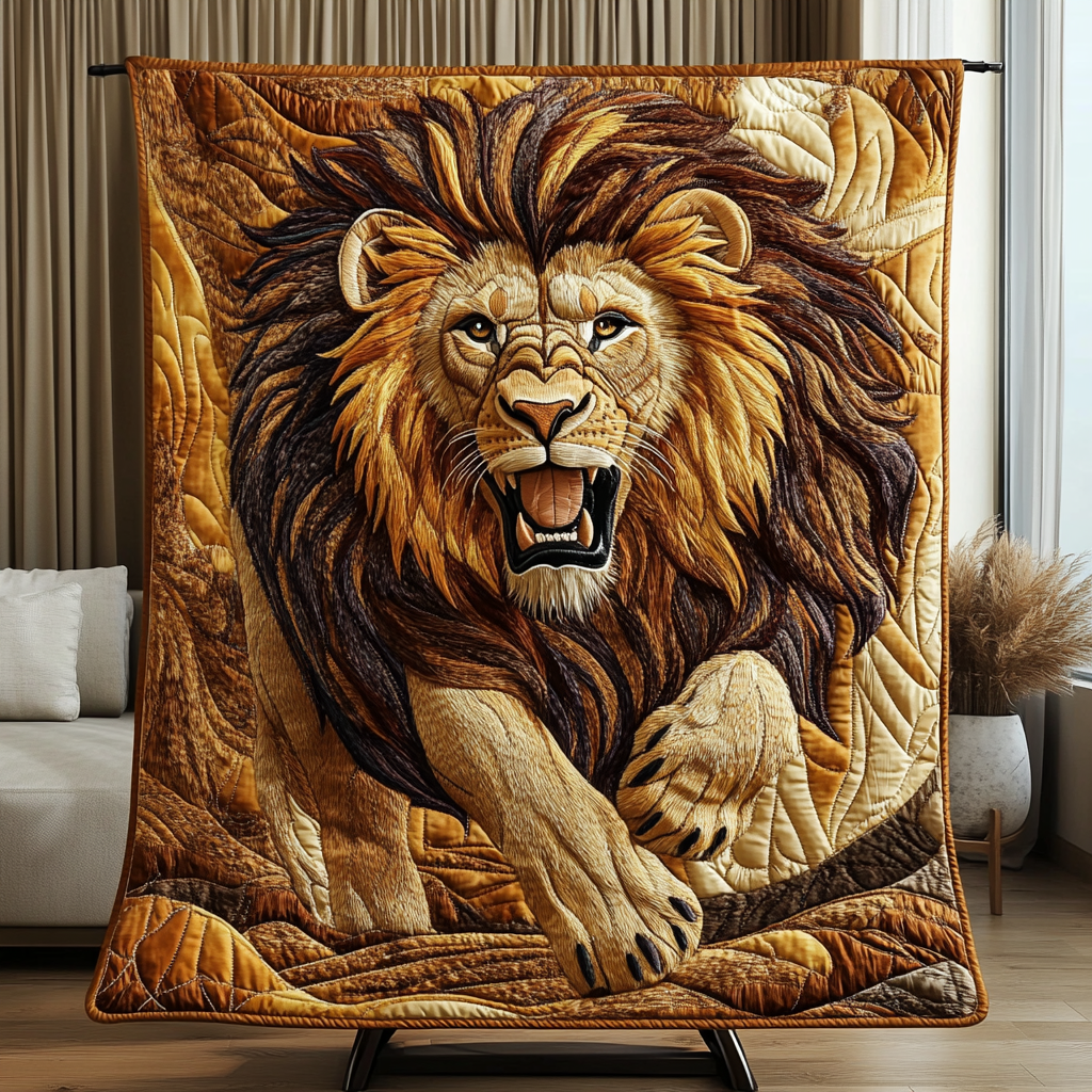 Royal Power Quilted Blanket Cute Throw Blanket Best Gift Ideas For Lion Lovers