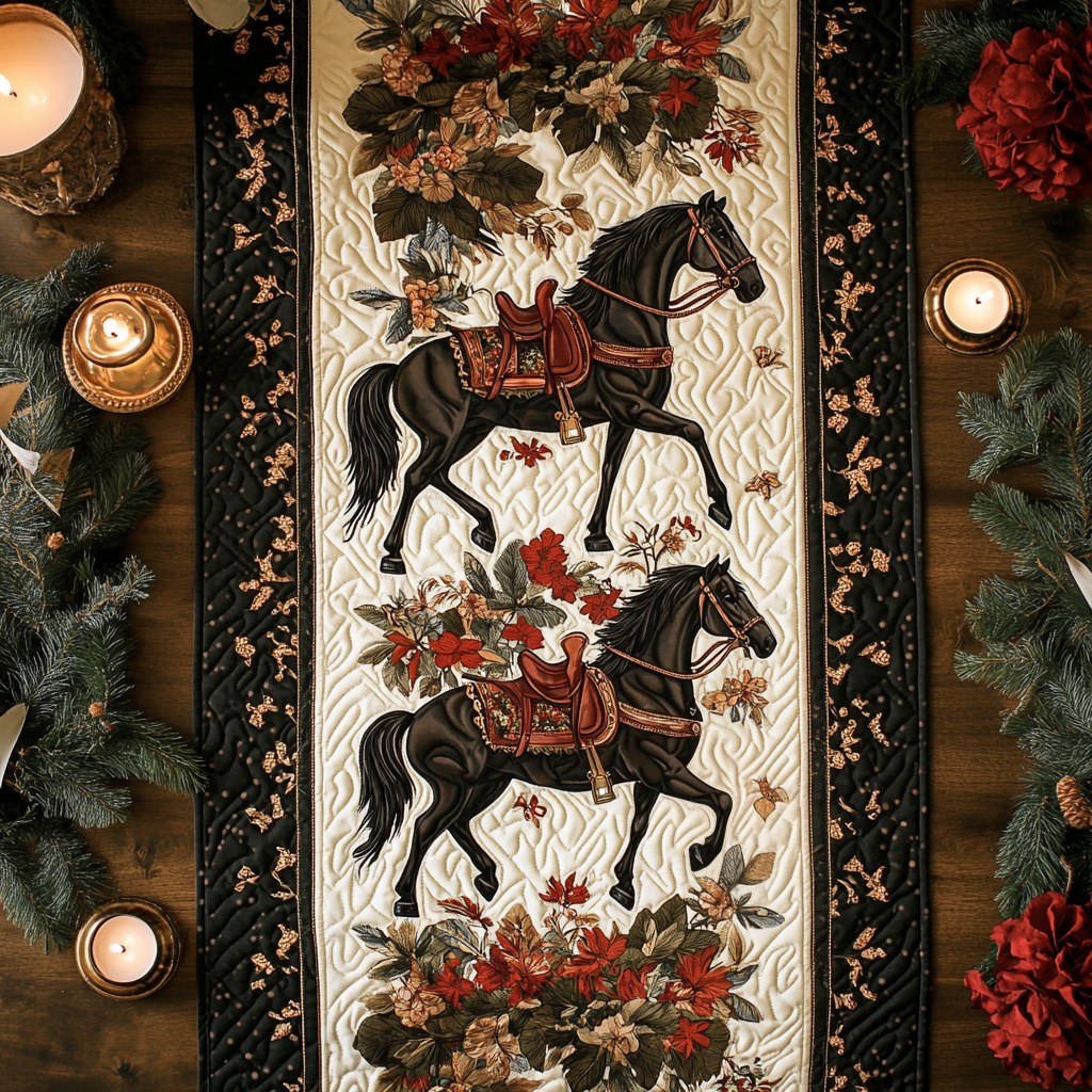 Royal Ride Quilted Table Runner Dining Room Decor Unique Gifts For Horse Lovers