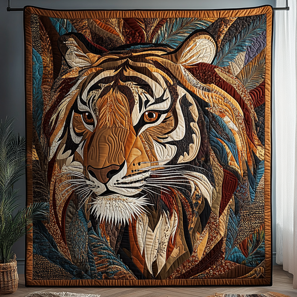 Royal Roar Quilted Blanket  Tiger Blanket Unique Gift For Friend