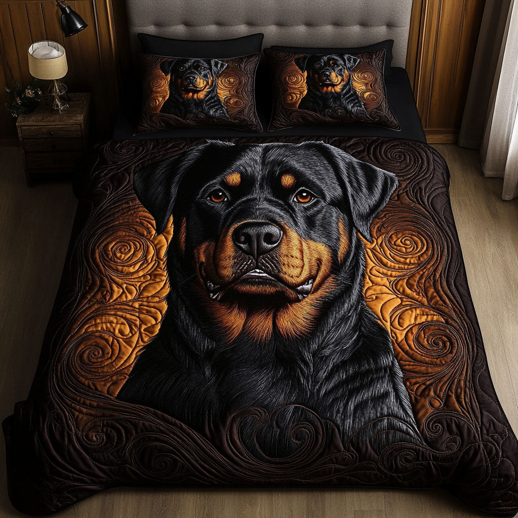 Royal Rottie Quilted Bedding Set Beautiful Bedding Merch Gift for a Peaceful Sleep