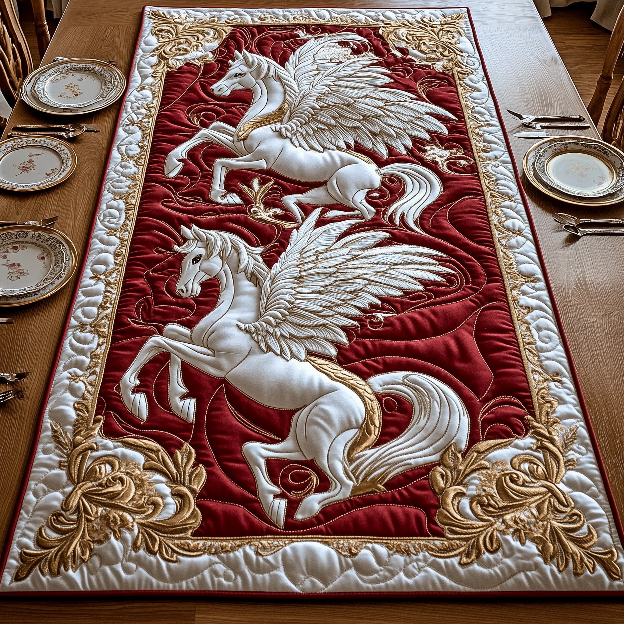 Royal Sky Gallop Quilted Table Runner Holiday Banquet Table Runner
