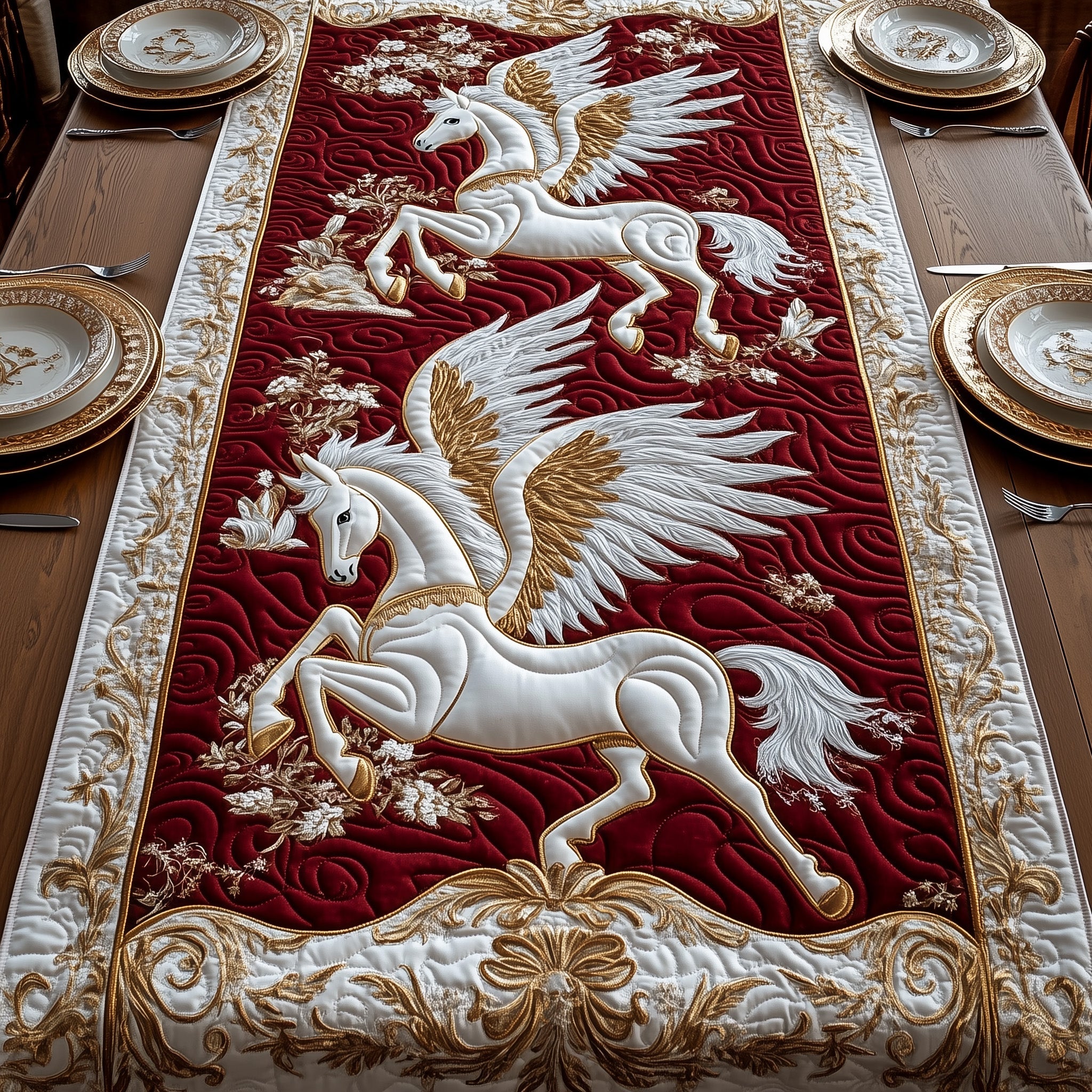 Royal Sky Gallop Quilted Table Runner Holiday Dinner Table Runner