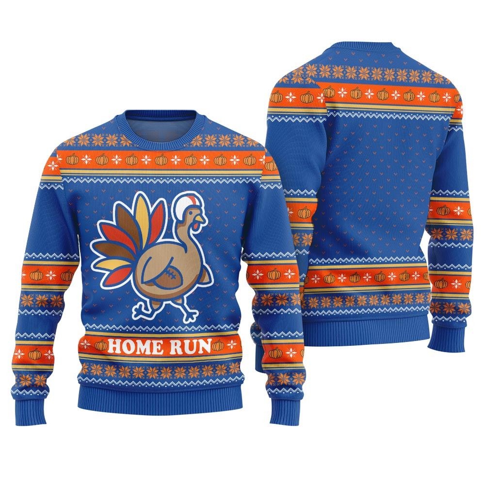 Royal Sweater For Thanksgiving Home Run Turkey Soft Cotton Sweatshirt for Winter Comfort