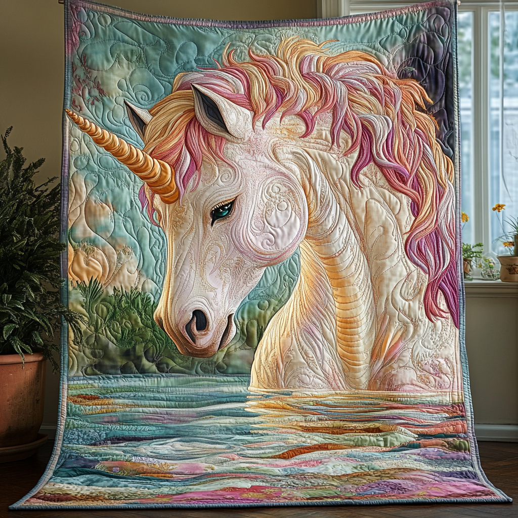 Royal Unicorn of Avalon Quilted Blanket Christmas Holiday Cool Unicorn Gifts