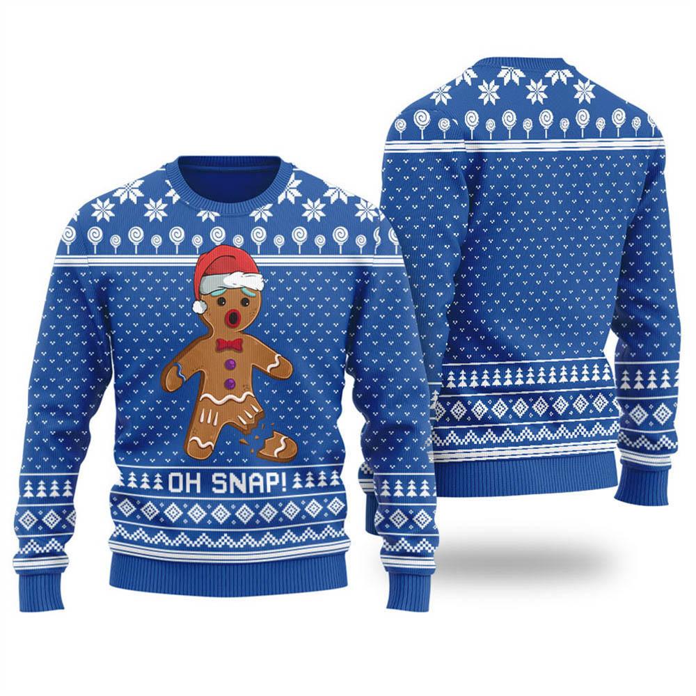 Royal Unique Oh Snap Gingerbread Ugly Xmas Sweater Warm and Comfy Sweater for Winter Days