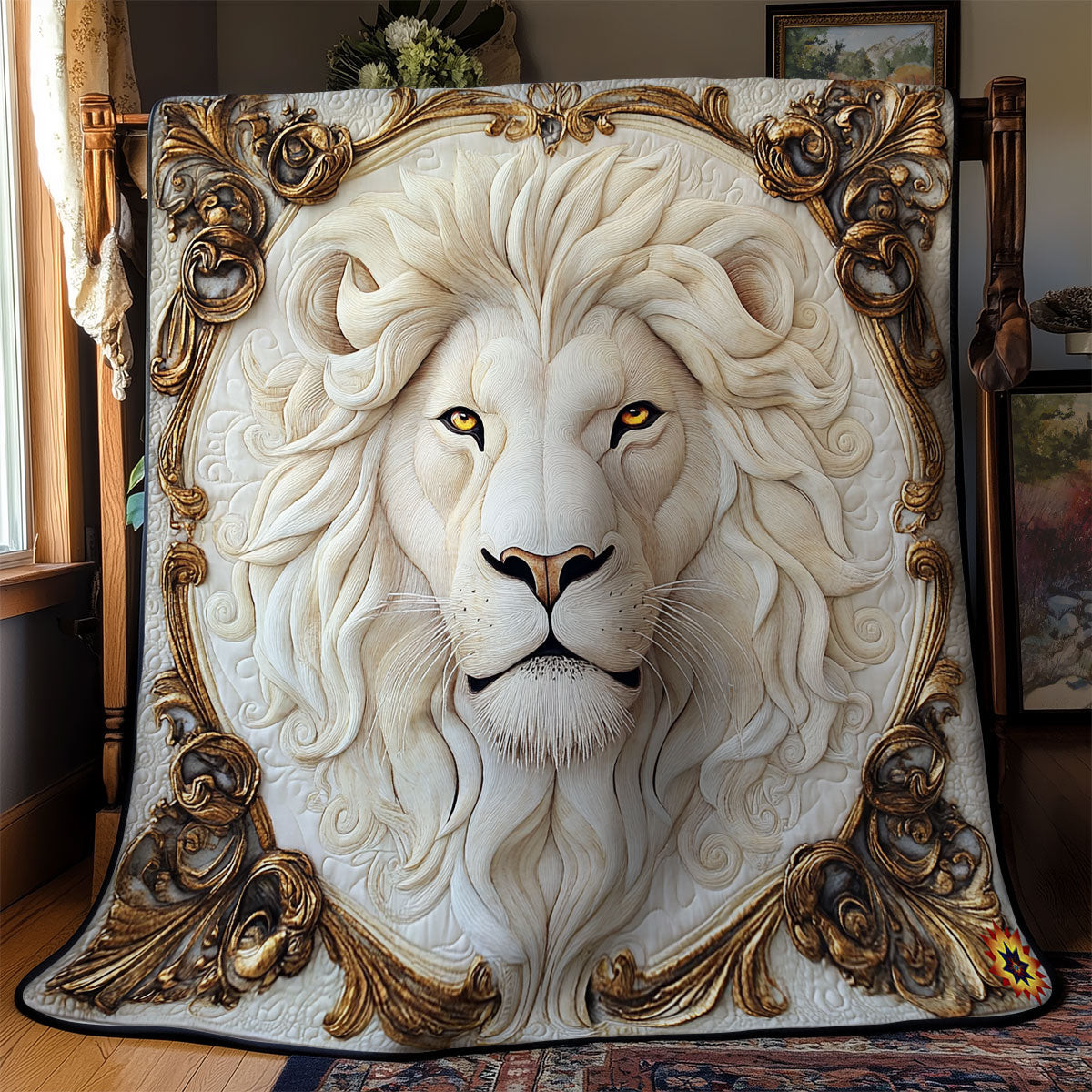 Royal White Lion Quilt Blanket Throws And Blankets Mothers Day Gift For My Daughter