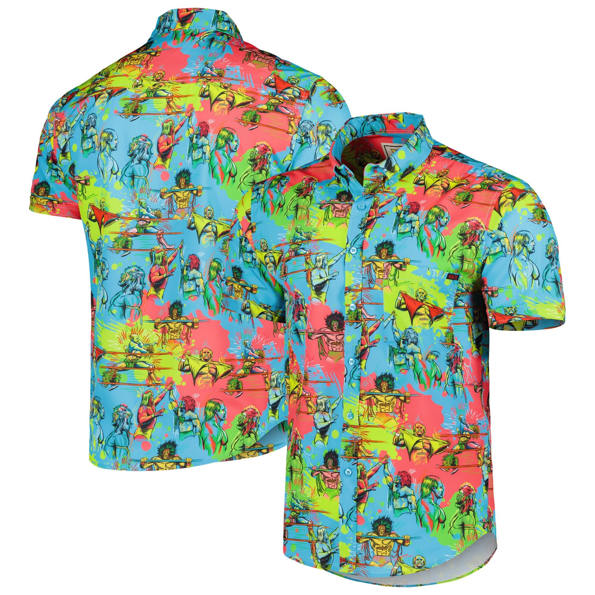 Rsvlts Light Blue Hulk Hogan Vs Ultimate Warrior Buttondown Shirt Hulk Hogan Merch